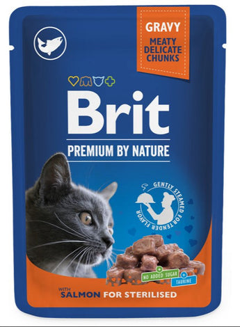 Brit Premium Cat kapsa Salmon for Sterilised 100g - Kapsa pro sterilizované kočky s lososem pro zdraví a vitalitu.
