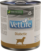 Vet Life Natural DOG konzerva, Diabetic, 300 g, krmivo pro psy s cukrovkou.