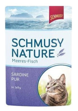 Schmusy Cat kapsa Fish sardinky v želé 100g - Kapsa pro kočky s sardinkami v želé, bohatá na omega-3 pro zdraví srsti a srdce.