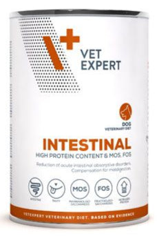 Dietní konzerva VetExpert VD 4T Intestinal pro psy s citlivým trávením, 400 g.