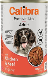 Konzerva Calibra Dog Premium with Veal&Chicken 1,24 kg, šťavnaté krmivo s telecím a kuřecím masem.