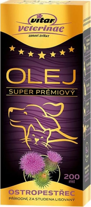 VITAR Veterinae Ostropestřecový olej, 200 ml, výživa pro psy a kočky.