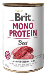 Brit Dog konz Mono Protein Beef 400g - hovězí konzerva pro psy, hypoalergenní a vyvážená strava.
