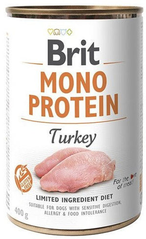 Brit Dog konz Mono Protein Turkey 400g - krůtí konzerva pro psy, hypoalergenní složení.