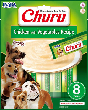 Churu Dog Chicken with Vegetables 8x20g – Kuřecí kousky se zeleninou, balení 8x20g.