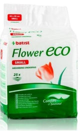 Absorpční podložka 40x60 cm BATIST ECO, balení 25 ks, s jemnou vrchní vrstvou a nepropustnou spodní folií pro udržení hygieny.