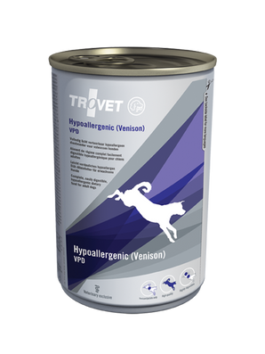 Trovet pes VPD, konzerva, 400 g, výživné krmivo pro psy s potravinovými alergiemi.