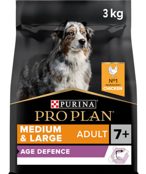 Krmivo pro psy ProPlan Dog Adult 7+ Optiage Medium&Large s kuřecím masem, 3kg balení.