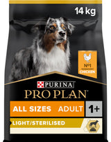 Krmivo pro psy ProPlan Dog Adult All Size Light Sterilised s kuřecím masem, 14 kg balení
