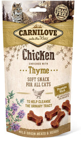 Carnilove Cat Semi Moist Snack Chicken&Thyme 50g - poloměkké pamlsky s kuřetem a tymiánem, podpora trávení.