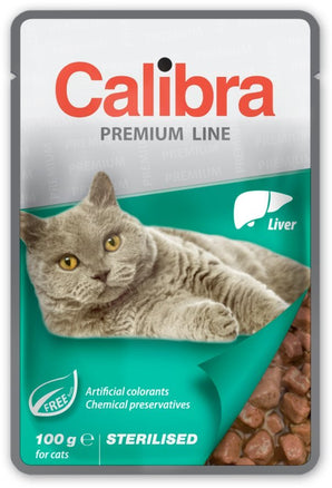 Calibra Premium Sterilised Liver 100 g - Konzerva pro sterilizované kočky s játry. Balení 100 g.