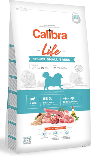 Calibra Dog Life Senior Small Breed Lamb 1,5kg – Krmivo pro starší malé psy s jehněčím masem, balení 1,5 kg.