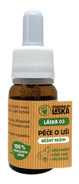 LÁSKA 03, Péče o uši, běžný režim, 10 ml, jemná péče o uši psů.