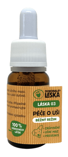 LÁSKA 03, Péče o uši, běžný režim, 10 ml, jemná péče o uši psů.