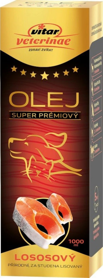 VITAR Veterinae Lososový olej, 1 l, výživa pro zdravou srst a klouby.