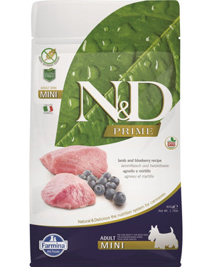 N&D PRIME DOG Adult Mini Lamb & Blueberry, 800 g, krmivo s jehněčím pro malé psy.
