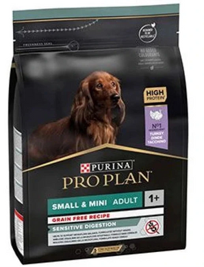 ProPlan Dog Adult Small&Mini GrainFree Turkey 2,5kg - balení krmiva pro dospělé psy malých a mini plemen, bez obilovin, s krůtím masem, 2,5 kg.