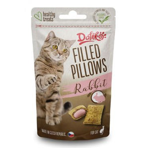 Dafíko plněné polštářky pro kočky, králičí, 40 g, chutné pamlsky pro kočky.