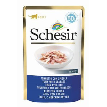 Schesir Cat kapsa Adult Monoprot.tuňák/moř.okoun 6x85g - Monoproteinová kapsa pro kočky s tuňákem a mořským okounem, podporující zdraví srsti a pokožky.