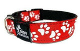 Obojek DINOFASHION Bílé tlapky 35/2,5cm: Obojek pro psy s motivem bílých tlapek, šířka 2,5 cm, délka 35 cm.