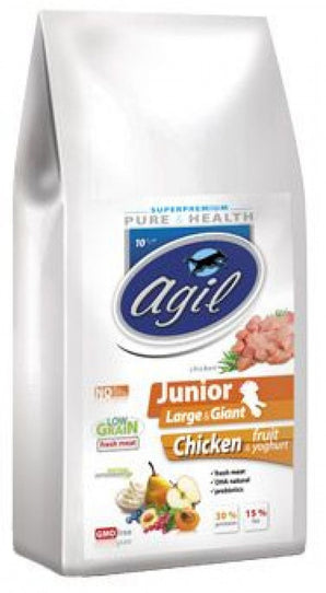 Agil Junior Large & Giant, Low Grain, Chicken, Lamb, 10 kg, krmivo pro velká štěňata.