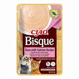 Churu Cat CIAO Bisque Tuna with salmon Recipe 40g – Bisque s tuňákem a lososem pro kočky, 40g.