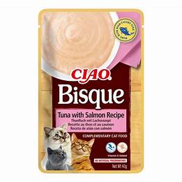 Churu Cat CIAO Bisque Tuna with salmon Recipe 40g – Bisque s tuňákem a lososem pro kočky, 40g.