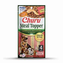 Churu Dog Meal Topper Chicken with Beef Recipe 4x14g – Kuřecí kousky s hovězím, doplněk krmiva, 4x14g.