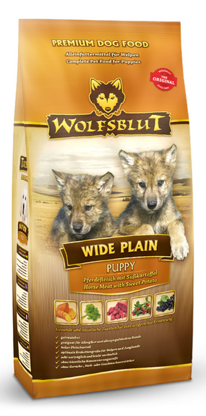 Granule Wolfsblut Dog Puppy Wide Plain s koňským masem pro štěňata, 12,5 kg.