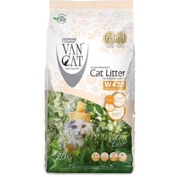 Podestýlka Vancat 20kg Natural W420 2,00-4,00mm - Přírodní podestýlka pro kočky, ideální pro velké kočičí domácnosti.