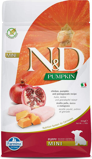 N&D Pumpkin DOG Puppy Mini Chicken & Pomegranate, 800 g, krmivo s kuřetem a dýní pro malé štěňata.