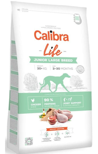 Calibra Dog Life Junior Large Breed Chicken 2,5kg – Krmivo pro mladé psy velkých plemen s kuřecím, balení 2,5 kg.