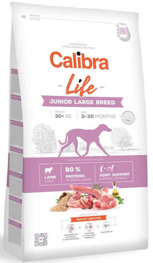 Calibra Dog Life Junior Large Breed Lamb 2,5kg – Krmivo pro mladé psy velkých plemen s jehněčím, balení 2,5 kg.