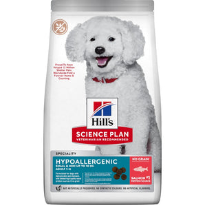 Hill's Can. SP Hypoall Adult Small&Mini Salmon 1,5kg – hypoalergenní krmivo pro malé psy, příchuť losos, balení 1,5 kg.