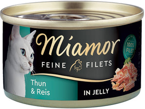 Miamor Feine Filets Tuňák & Rýže Jelly 100 g – Filety pro kočky s tuňákem a rýží v želé, balení 100g.
