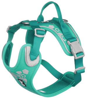 Postroj Hurtta Weekend Warrior paví zeleň 100-120cm - Postroj pro velké psy v jasné paví zelené barvě, který poskytuje vysokou viditelnost a pohodlí.