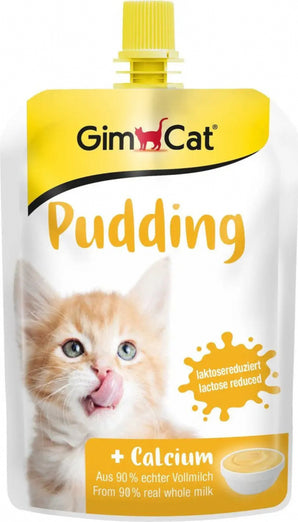 GimPet Pudink vanilkový 150g – Vanilkový pudink pro kočky, obohacený o vápník, balení 150g