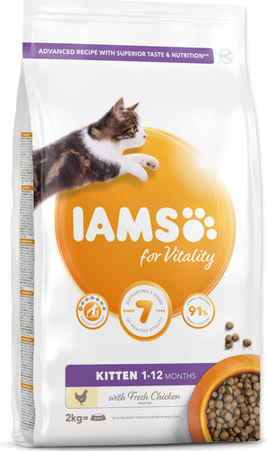 Iams Kitten Chicken 2kg – Kompletní kuřecí krmivo pro zdravý růst koťat, balení 2kg