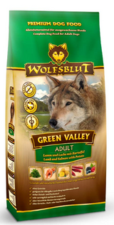 Granule Wolfsblut Dog Adult Green Valley s jehněčím masem a zeleninou pro dospělé psy, 12,5 kg.