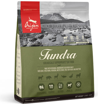 Orijen Cat Tundra 1,8 kg – Krmivo pro kočky s masem ze zvěřiny, balení 1,8 kg.