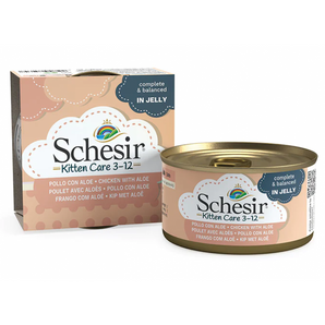 Schesir Cat konz. Kitten kuře/aloe v želé 85g - Kapsa pro koťata s kuřecím a aloe v želé, jemná a snadno stravitelná.