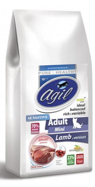 Agil Adult MINI Sensitive, Grain Free, Lamb, Venison, 10 kg, krmivo pro malé psy.