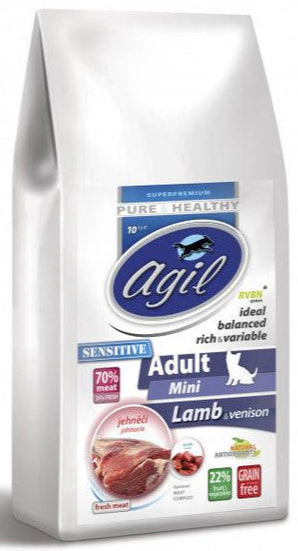 Agil Adult MINI Sensitive, Grain Free, Lamb, Venison, 2 kg, krmivo pro malé psy s alergiemi.
