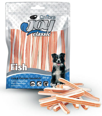 Calibra Joy Dog Classic Fish & Chicken Sandwich 250g – Pamlsky pro psy s rybou a kuřetem, balení 250 g.