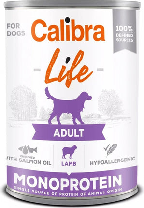 Calibra Dog Life konz. Adult Lamb 400g – Konzerva pro dospělé psy s jehněčím, balení 400 g.