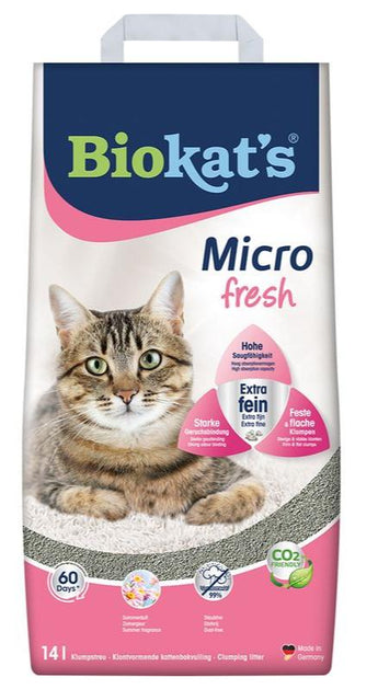 Podestýlka Biokat's Micro Fresh 6L – Jemná hrudkující podestýlka s vůní, balení 6L.