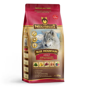 Granule Wolfsblut Dog Adult Blue Mountain s jelením masem pro dospělé psy, 2 kg.