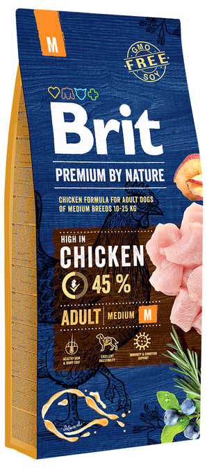 Brit Premium Dog by Nature Adult M 15kg - Kompletní krmivo pro dospělé psy středních plemen.