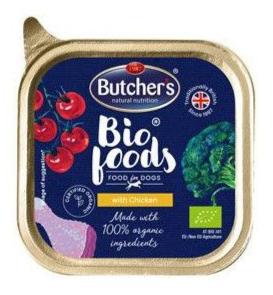 Butcher's Dog Bio, s kuřecím, vanička, 150 g, přírodní krmivo pro psy.