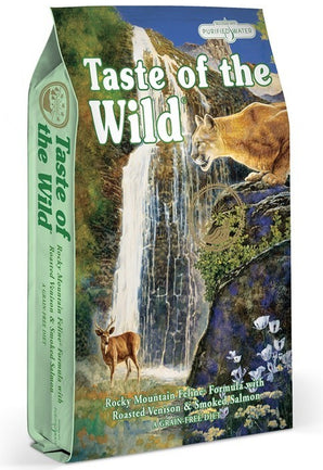 Taste of the Wild Rocky Mountains Feline 2 kg – Granule pro kočky s pečeným masem zvěře a uzeným lososem, balení 2 kg.